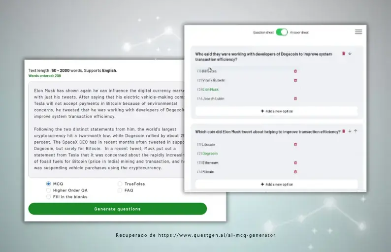 Transforma textos en cuestionarios con Questgen