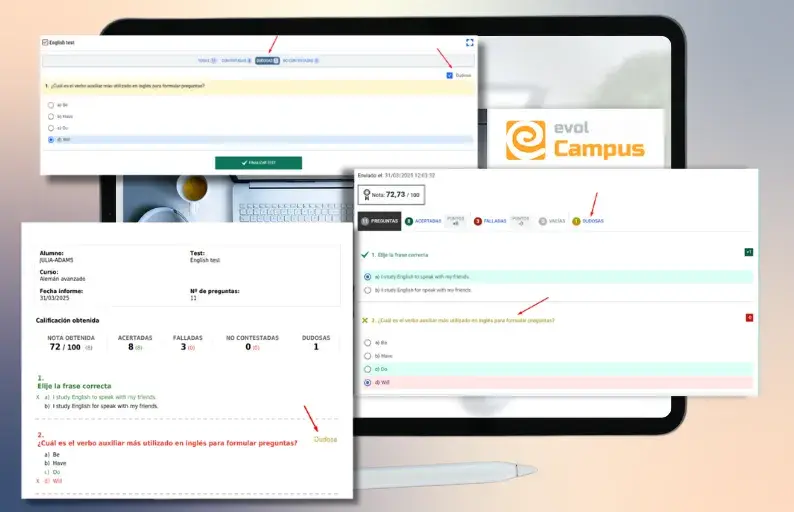 Marcar preguntas de test como dudosas